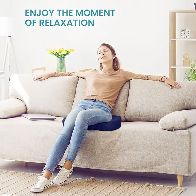 Office Chair Seat Cushion, Cooling Gel Enhanced Memory Foam Cushion for Long Sitting - Back, Sciatica, Coccyx, Tailbone Pain Relief Pillow - for Office, Gaming, Car, Wheelchair - Blue, X-Large