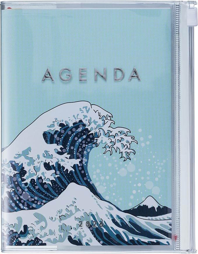 MARK'STYLE A6 Weekly Vertical Planner 16 Months (Sep. 2025 – Dec. 2026) with Soft Transparent PVC Cover,Refillable, Pocketed, for Daily Organizing & Planning (Wave Mint)
