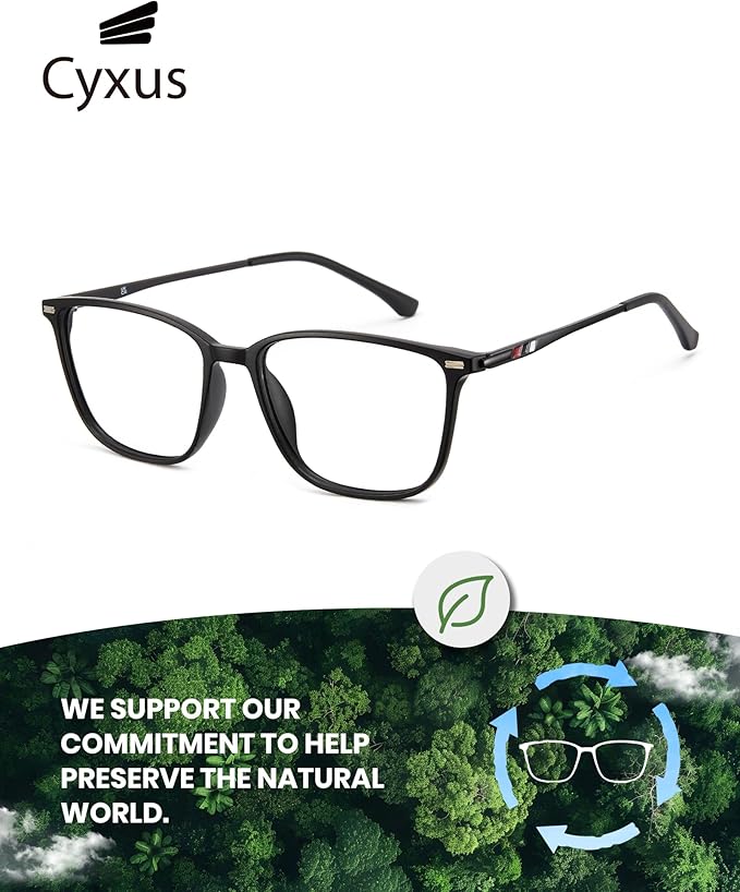 Cyxus Blue Light Blocking Glasses Men Women Computer Gaming Glasses Rectangle TR90 frame Anti Eyestrain UV400 Black