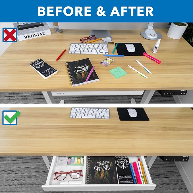 Mount-It! Under Desk Storage Drawer - Shallow Under Desk Drawer Organizer - Standing Workstation Storage Attachment - 20.7" Width Under Table Counter Pull Out Compartment - White