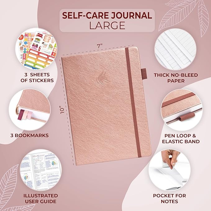 Clever Fox Self-Care Journal – Wellness & Daily Reflection Notebook – Mental Health & Personal Development Journal – Self-Care, Meditation & Mood Journal for Women & Men – Large (Rose Gold)