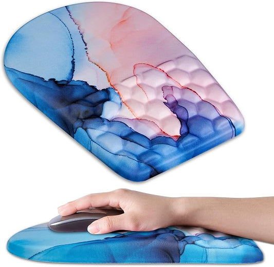 Ergonomic Mouse Pad Wrist Support,Upgrade Mousepad with Massage Design,Non-Slip PU Base Desktop Mouse Pads for Pain Relief, Computer, Office & Home,12 x 8 in（F-Pretty Marble）