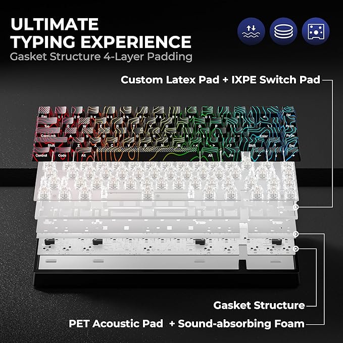 HITIME x XVX M67 60% Percent Keyboard Wireless, QMK/VIA Topographic Gaming Keyboard, Tri-Mode Thocky Creamy Mechanical Key Board, Hot Swappable Mount RGB IMD Tech for Win/Mac, Black