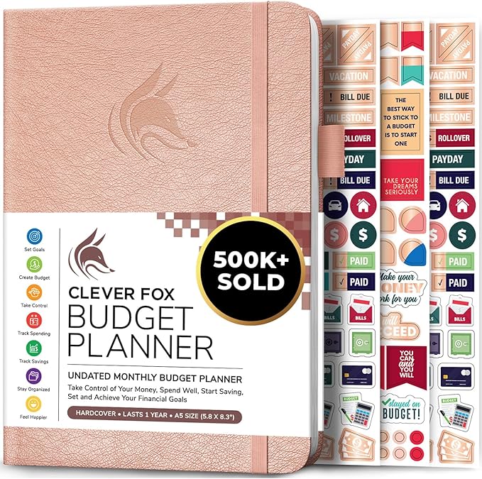 Clever Fox Budget Planner - Expense Tracker Notebook. Monthly Budgeting Organizer, Finance Logbook & Accounts Book, Bill Tracker, A5 (Rose Gold)