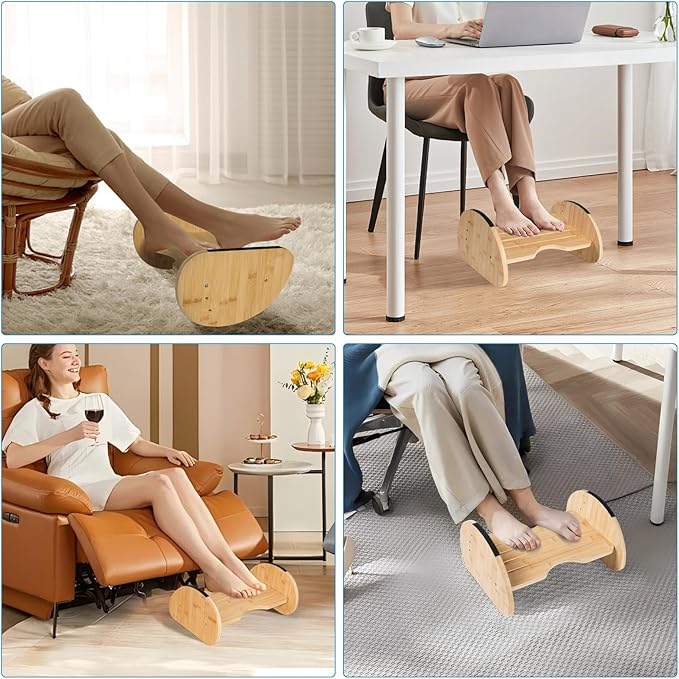 Bamboo Foot Rest for Under Desk at Work