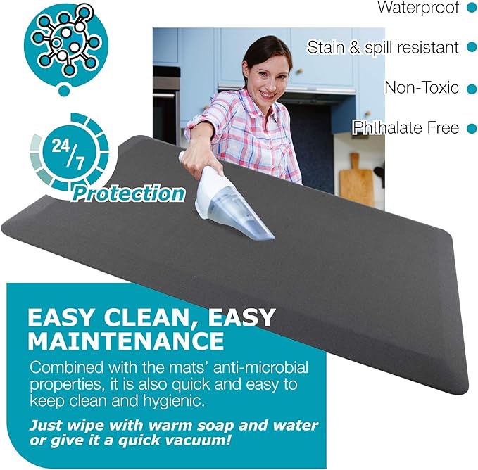 Ultralux Anti-Fatigue Standing Comfort Mat, Thick Non-Slip Cushioned Kitchen Floor Mat 3/4” Thick 20" x 32" Premium Durable Ergonomic Multi-Use Standing Support Pad, Home, Office, Kitchen Rug, Gray