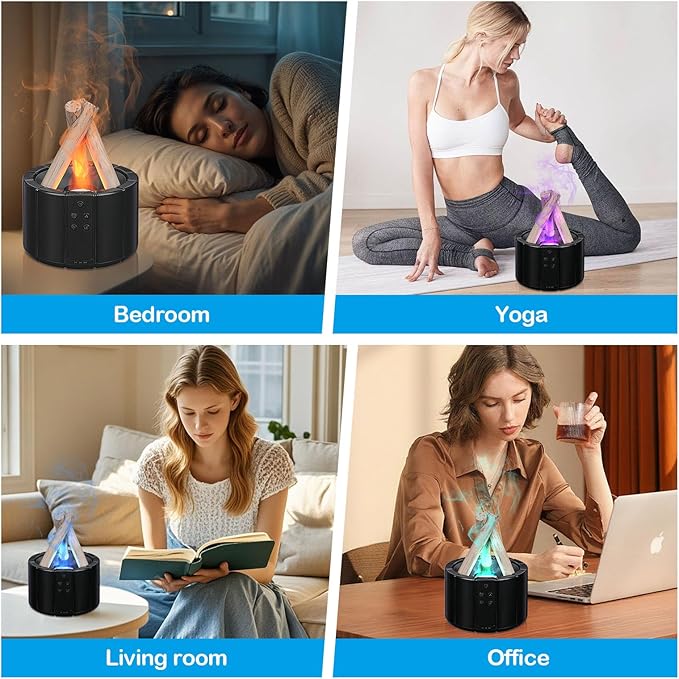 Campfire Flame Essential Oil Diffuser, Doyosh 7 Colors Bonfire Aromatherapy Diffuser Humidifier, 250ml Cool Mist Humidifier, Scent Aroma Diffuser with Remote, Timer, Auto-Off Function for Home, Office
