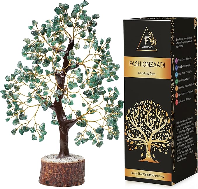 FASHIONZAADI Green Aventurine Crystal Tree, Crystals and Stones, Gem Tree, Healing Gemstones and Crystals Home Decor, Meditation Decor, Spiritual Gifts for Women, Good Luck Gift