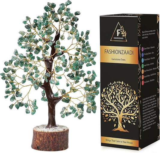 FASHIONZAADI Green Aventurine Crystal Tree, Crystals and Stones, Gem Tree, Healing Gemstones and Crystals Home Decor, Meditation Decor, Spiritual Gifts for Women, Good Luck Gift