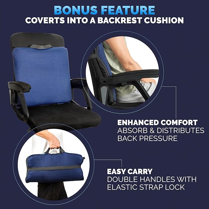 Gel Seat Cushions for Long Sitting- Extra Large & Ultra Thick(2 Inch) Orthopedic Chair Pad for Pressure Relief, Sciatica & Back Pain – Non-Slip, Cooling, Portable for Office, Car, Truck, Wheelchair