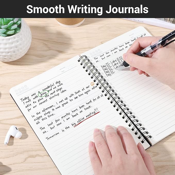 EUSOAR A5 Spiral Notebook, 6 Pack 5.5" x 8.3" 120 Pages Hardcover Lined Travel Writing College Ruled Notebooks, Memo Notepad Sketchbook, Students Office Business Subject Diary Ruled Book Journal