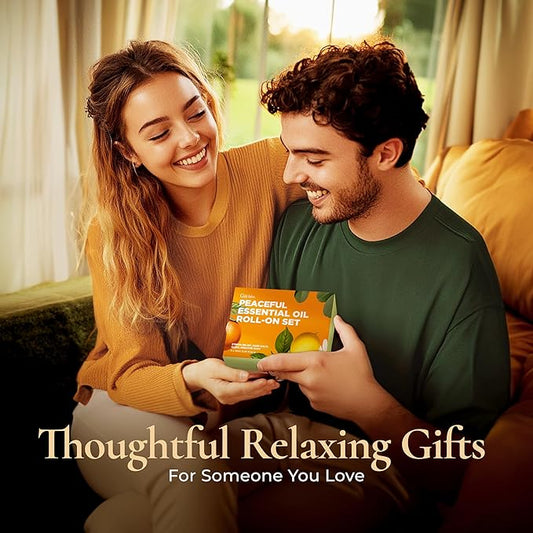 Gya Labs Peaceful Roll on Essential Oils Set - 100% Pure Natural Relaxing Gift for Women & Men - Blend for Calming, Refreshing, Stress Comfort, Aromatherapy Essential Oil Gift Set (0.34 Fl Oz Each)