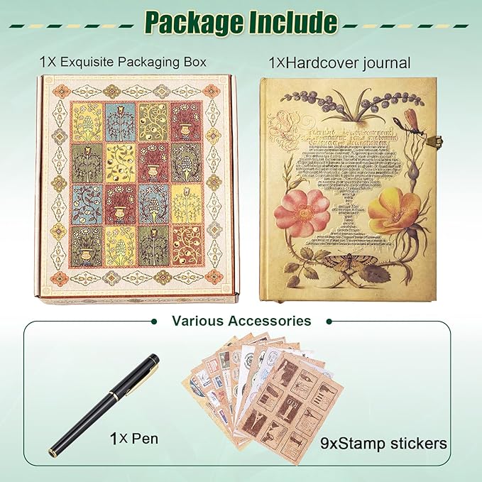 96 Sheets/192 Pages Vintage Lined Journal,Comes With Envelope Pocket Notebook Journal,Retro 3D Thorn Vine Rose Cover Hardcover Journal,Suitable As Travel Diary,A Notebook,Or Wedding Anniversary.