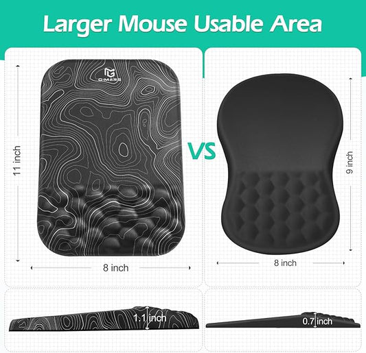 Gimars Upgrade Ergonomic Mouse Pad Wrist Rest with Memory Foam Massage Bump, Enlarge [ 30% Larger Moving Space] Mouse Pad Wrist Support with Nonslip PU Base for Laptop, Computer, Gaming & Office