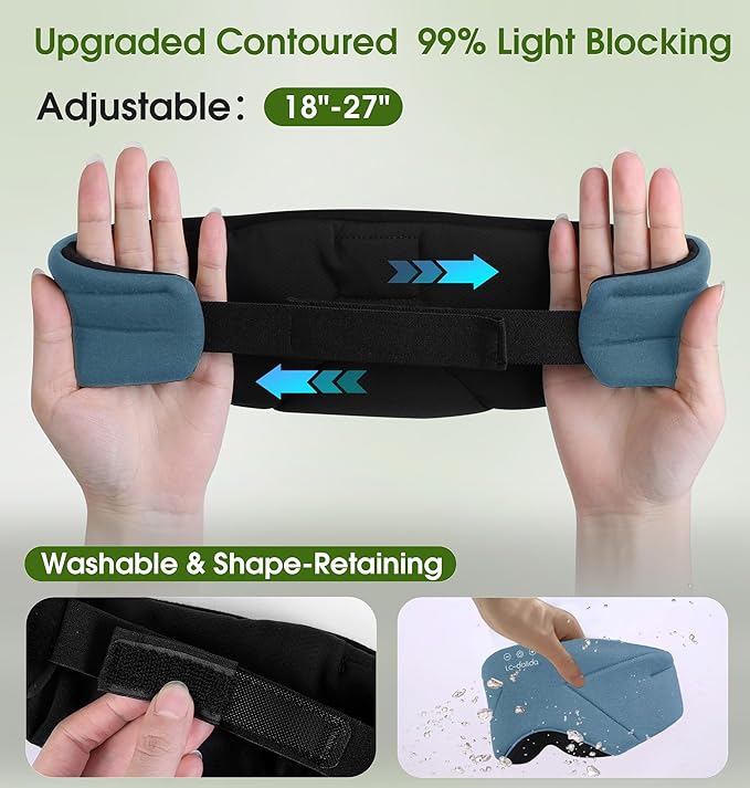 Sleep Mask with Headphones Bluetooth 5.4, LC-dolida Wireless Music Eye Mask for Sleeping Headphones with Soft Bamboo Cotton Cooling Breathable,Ultra-Thin Stereo Speaker for Side Sleepers