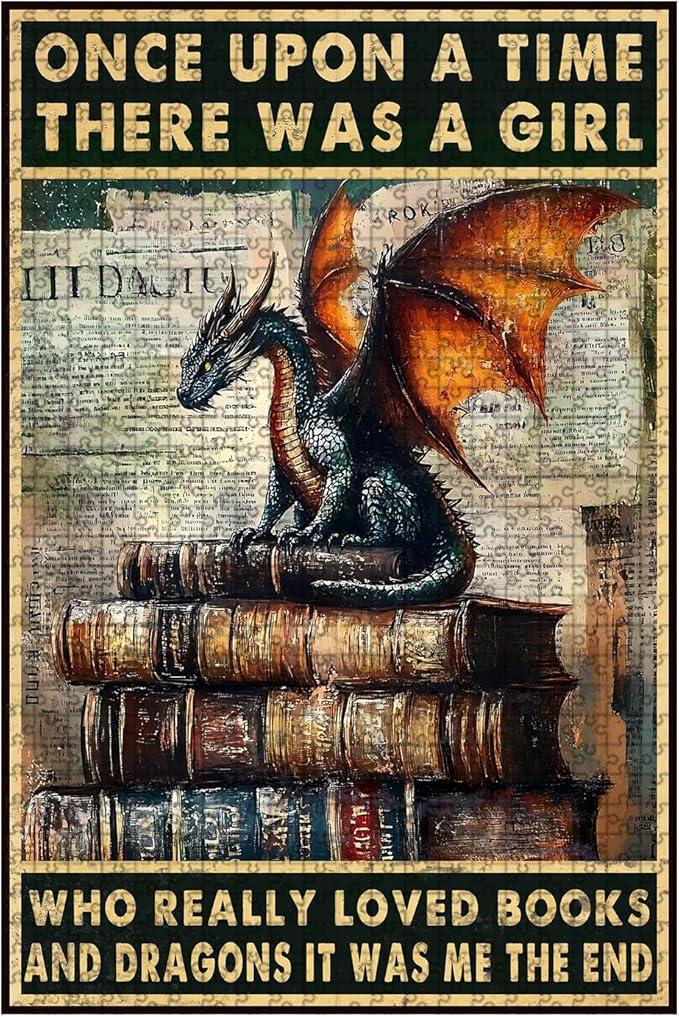 1000 Piece Adults Kids Jigsaw Once Upon A Time There was A Girl Who Really Loved Dragon Kids & Parents Educational Travel Toy 29.5x19.7 Inch