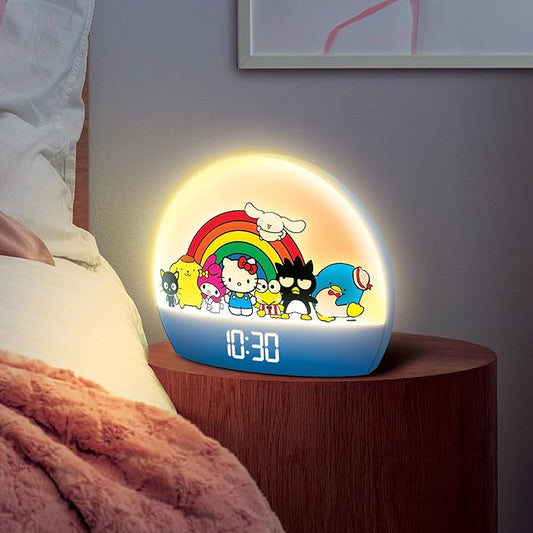 Hello Kitty and Friends Sunrise Alarm Clock - Multicolor Lights, USB Charging, LED Display, and Snooze Function