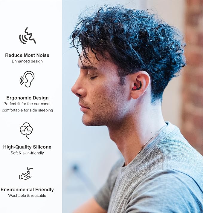 Ear Plugs Ultra-Effective Noise Reduction with 28-38dB NRR | Sleeping, Noise Cancelling | Soft Silicone Earplugs for Sleep, Sensitivity, Focus, Flight | Ultra-Comfy with 2 Sizes
