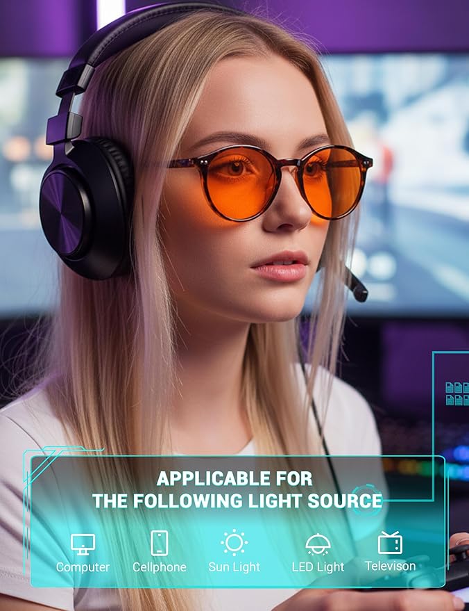 TIJN Blue Light Blocking Glasses Men Women Vintage Thick Round Rim Frame Eyeglasses