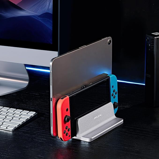 JARLINK Vertical Laptop Stand, Aluminum Laptop Holder Desktop Stand with Adjustable Dock Size (up to 17.3 inches) Compatible with All MacBook/Surface/Dell/Gaming Laptops (Silver)