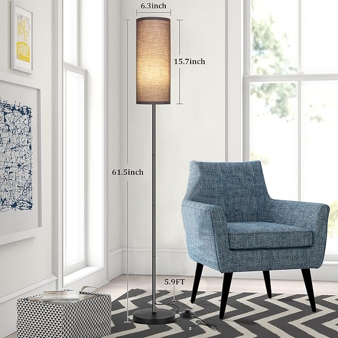 PARTPHONER Floor Lamp for Living Room, Modern Standing Lamps with Lampshade, Minimalist Tall Lamp with Foot Switch for Living Room, Bedroom, Kids Room, Office(Bulb Not Included)