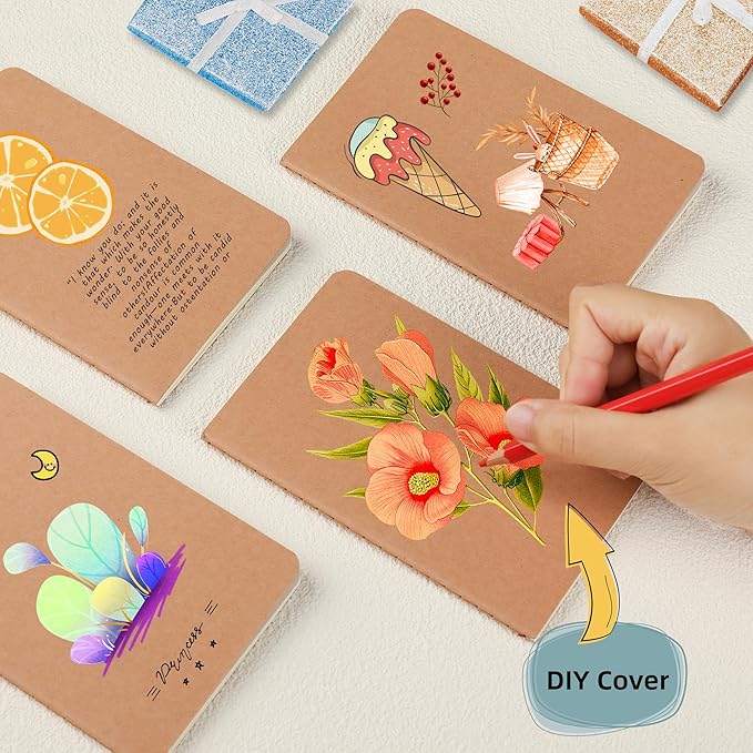 20 Pack Dot Grid Small Pocket Notebook Journals Bulk with Thick Dotted Paper, 60 Pages, 5.5x3.5 inch, A6 Size, Kraft Cover, Diary Writing Sketchbook Subject Notebooks Planner