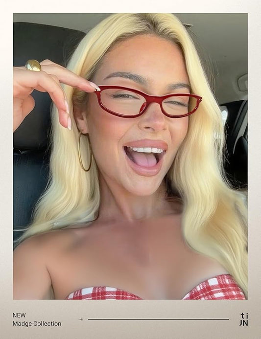 TIJN Olisa Blue Light Blocking Glasses for Women Men,Oval Glasses Frame Bluelight Glasses for Gaming/Computer/Screen