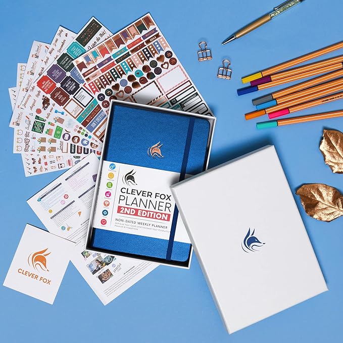 Clever Fox Planner 2nd Edition – Colorful Weekly & Monthly Goal Planner, Time Management & Productivity Organizer, Undated, A5 (Mystic Blue)