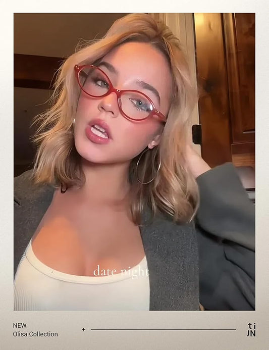 TIJN Olisa Blue Light Blocking Glasses for Women Men,Oval Glasses Frame Bluelight Glasses for Gaming/Computer/Screen