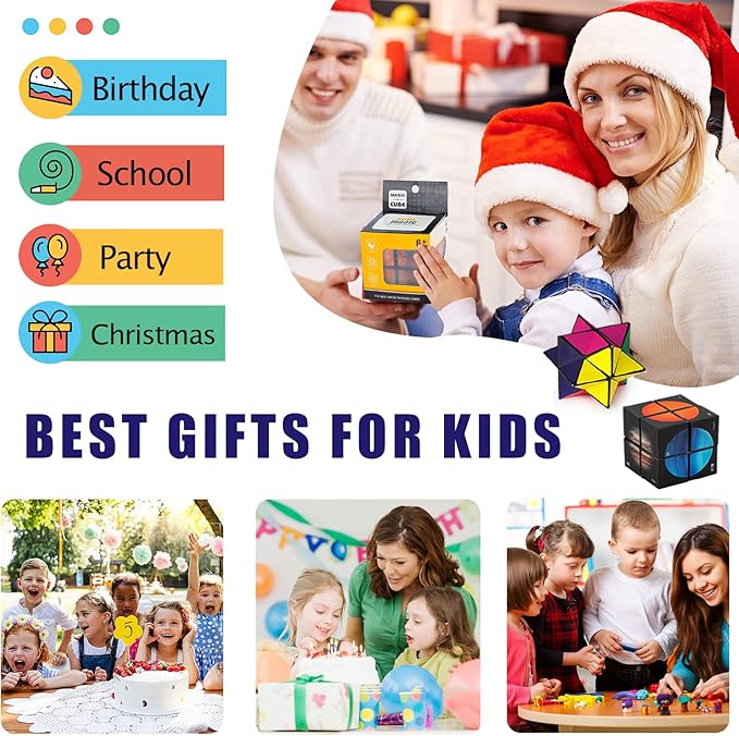 Toys for 7 8 9 10 Year Old Boy Gifts Ideas, Educational Fidget Toys Magic Cube Autism Sensory Toy for Kids Age 8-12 Infinity Cubes Cool Birthday Gift for Teen Boys Girl Age 8-10 Years Old