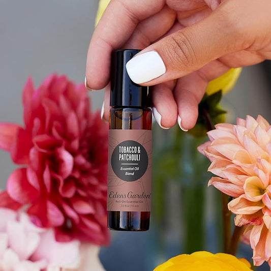 Edens Garden Tobacco Patchouli Essential Oil Roll-On Blend- 100% Pure Premium Grade, Natural, Therapeutic, Aromatherapy, Kid & Skin Safe, The Best for Gifts, Relaxation Pre-Diluted 10 ml (.33 fl oz)