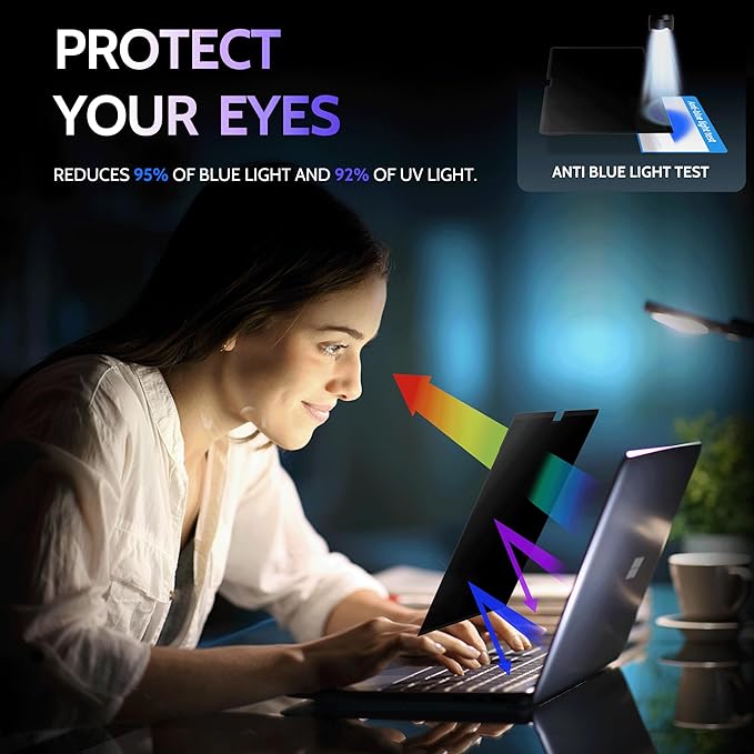 Privacy Screen for 13.8 Inch Surface Laptop 7, MagicSuction™ Removable Anti Spy Black Protector, Glare Blue Light Filter for Microsoft Laptop Computer Monitor