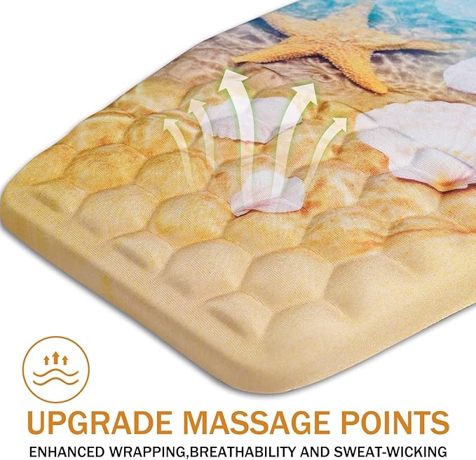 Ergonomic Mouse Pad Wrist Support,Upgrade Mousepad with Massage Design,Non-Slip PU Base Desktop Mouse Pads for Pain Relief, Computer, Office & Home,12 x 8 in（F-Starfish and Seashell ）