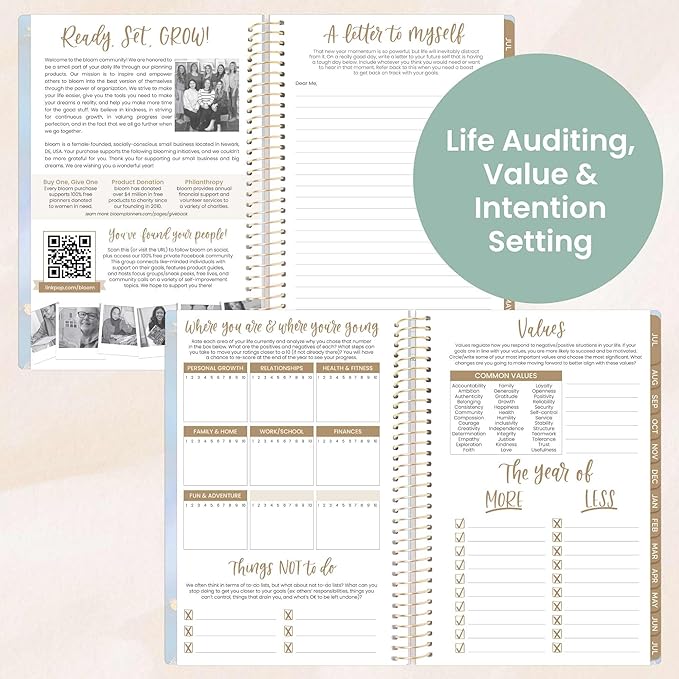 bloom daily planners 2025-2026 Academic Year Daily Planner (July 2025 - July 2026) - A5 Weekly & Monthly Calendar Agenda Organizer Book with Stickers - 5.5" x 8.25" - Iridescent Opal