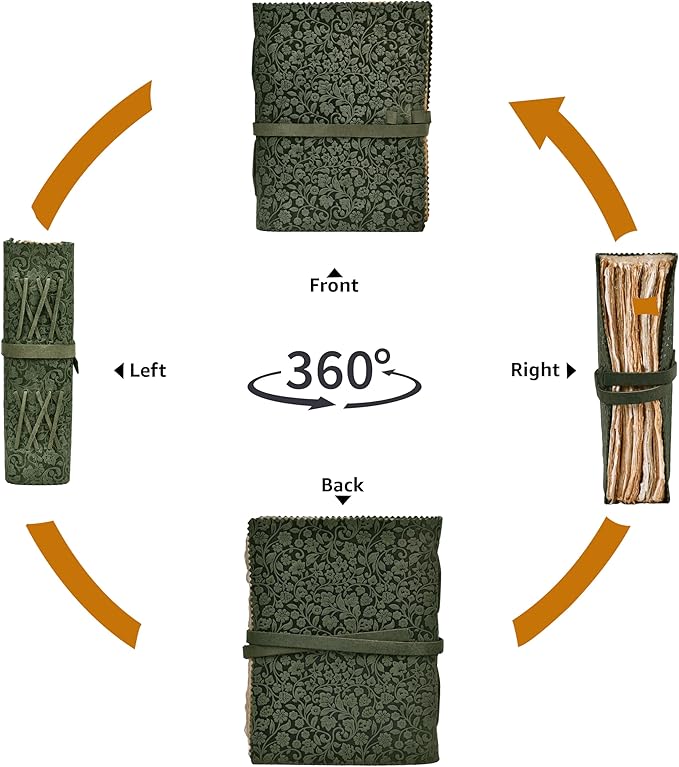 LEATHER VILLAGE Leather Bound Floral Embossed Journal for Women Men - 200 Pages, 10X7 Inches, Aqua - Book of Shadows, Vintage Blank Paper Travel Diary, Notebook for Writing, Drawing, Sketchbook