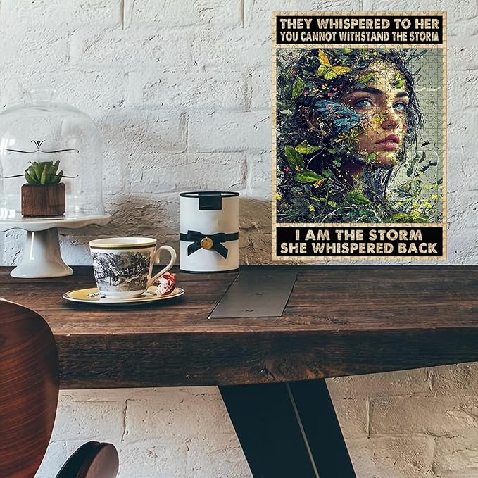 1000 Piece Wooden Jigsaw Puzzle Inspirational Quote I Am The Storm Adults Kids Family Quiet Play Therapy Challenging Anxiety Relief Home Art Decor & Time Killing Focus Tool Gifts 29.5x19.7 Inch