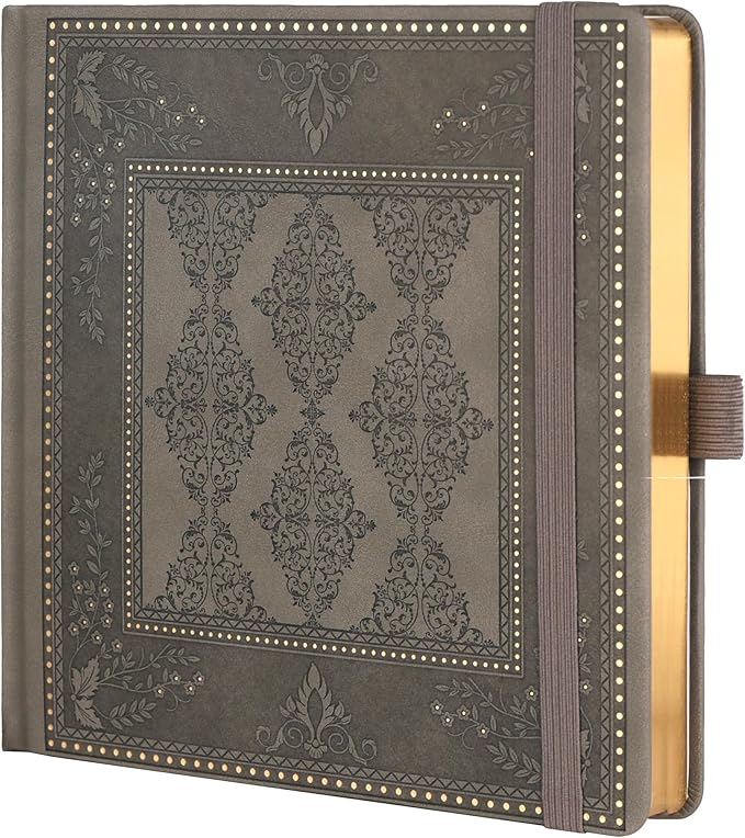 TIEFOSSI Dotted Journal Notebook, Dot Grid Notebook for Women Men, Hardcover PU Leather Journal, 160 GSM Thick Paper, 160 Numbered Pages with Gold Edges, 8 x 8 Square Diary