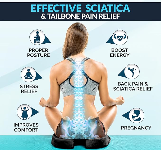 ComfiLife Premium Gel & Memory Foam Seat Cushion – Doctor Recommended Office Chair Cushion, Car Seat Cushion – Chair Cushions for Back & Sciatica Pain Relief – Seat Cushions for Office & Desk (Black)