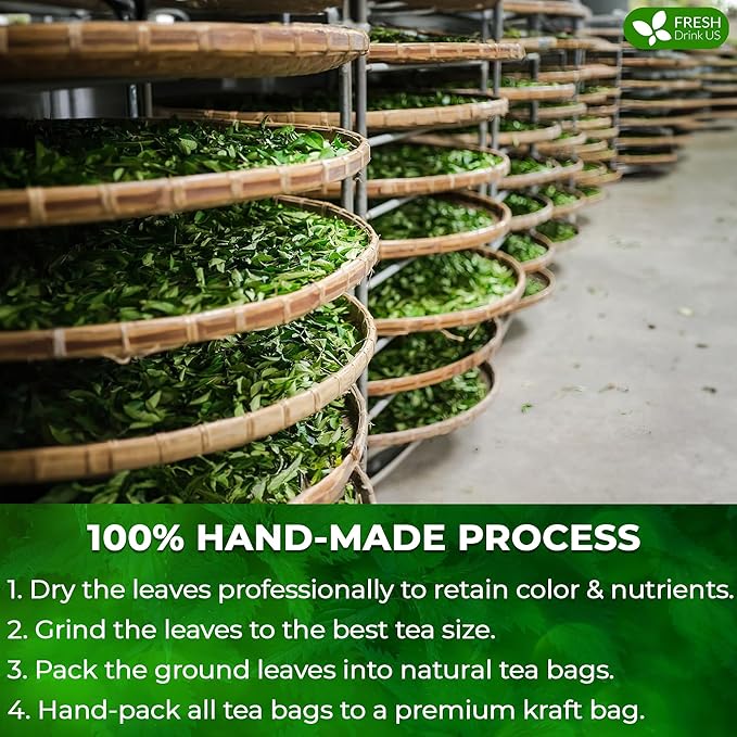 FreshDrinkUS, 55 Nettle Leaf Tea Bags, 100% Natural & Pure from Nettle Leaves. Loose Leaf Nettle Herbal Tea. Nettle Leaf Tea. No Sugar, No Caffeine, No Gluten, Vegan.