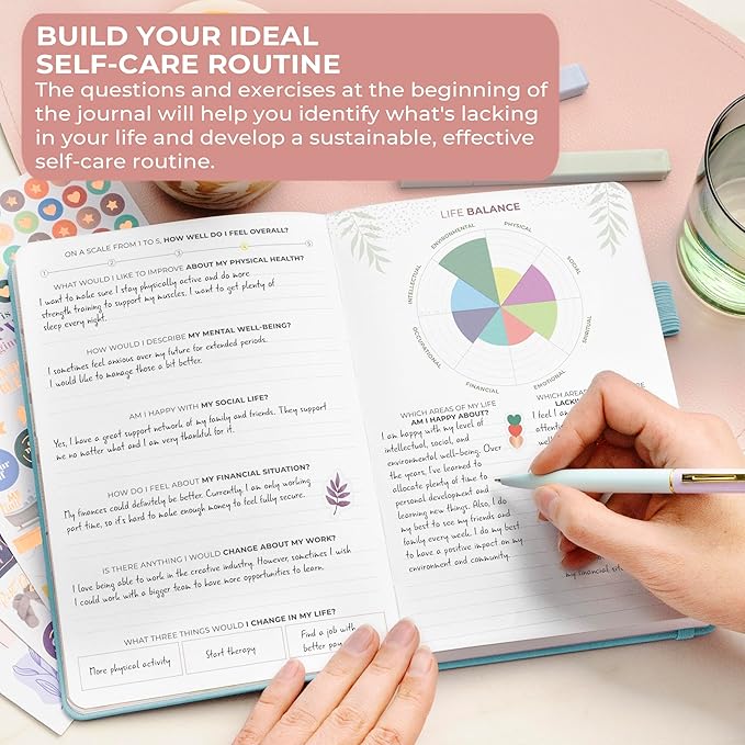 Clever Fox Self-Care Journal Premium – Daily Gratitude & Mental Health Notebook for Women – Reflection & Personal Development Journal (Aquamarine)