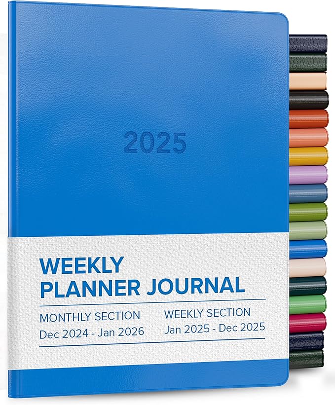 Harbor Weekly and Monthly Journal Notebook Planner 2025 - Lined, Durable Faux Leather, Softcover, 176 Quality Pages, For Men and Women, For Writing, Work & Travel, Cambridge Super Sonic - 9 x 7 "