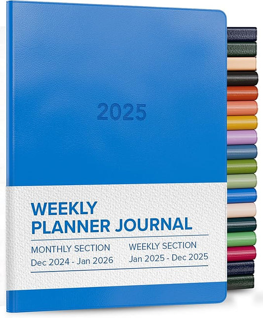 Harbor Weekly and Monthly Journal Notebook Planner 2025 - Lined, Durable Faux Leather, Softcover, 176 Quality Pages, For Men and Women, For Writing, Work & Travel, Cambridge Super Sonic - 9 x 7 "