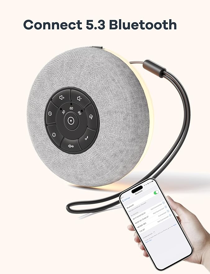 Portable Sound Machine Baby, Long Battery with Loud Bluetooth Speaker, 39 Special Soothing Sounds, White Noise Sound Machine for Sleeping