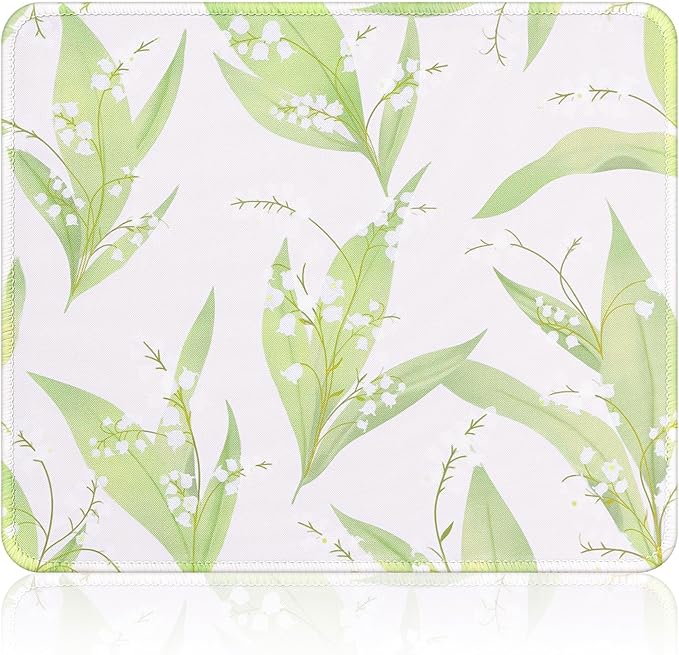 ALOANES Waterproof Mouse Pad with Stitched Edge, Premium-Textured Mouse Mat, Non-Slip Rubber Base Mousepad for Laptop, Computer & PC, Desk Mat for Gamer, Office & Home, Lily of The Valley