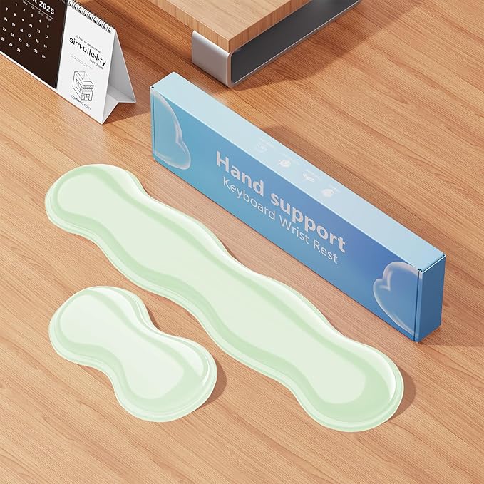 Gel Keyboard and Mouse Wrist Rest Set, Comfort Ergonomic Wrist Support, for Wrist Pain Relief, Computer Keyboard Wrist Rest (Green)