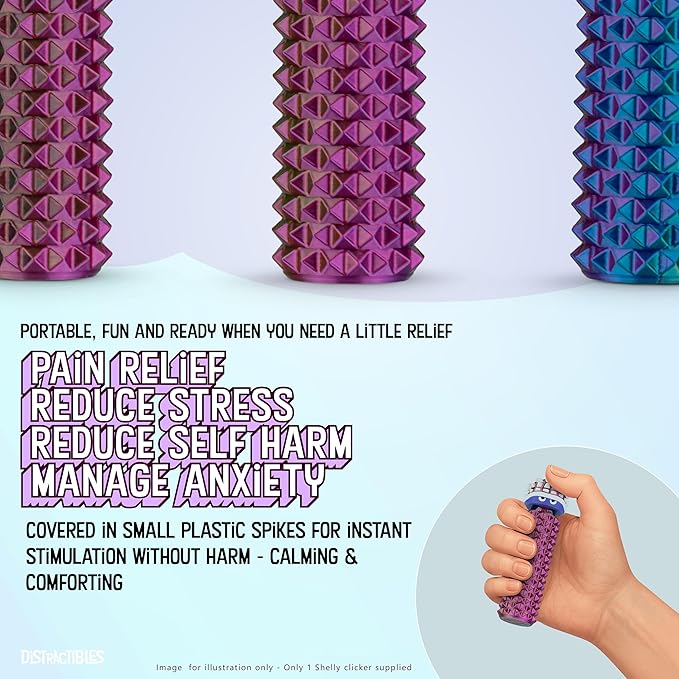 Shelly - Sensory Fidget Toy, Textured Pain Stim Device, Stress Relief for Focus and Concentration (Neon Harmony)