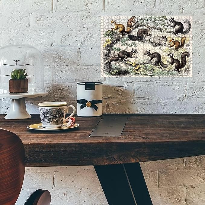 500 Piece Squirrel Wooden Puzzle Adult Jigsaw for Bar & Pub, Challenging Stress Relief Game 20.4x15 Inch
