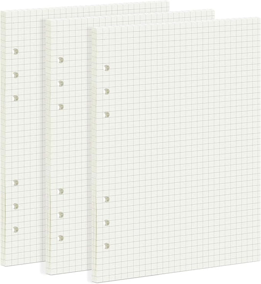 135 Sheets Planner Refill Paper 5mm Squared Inserts Paper A5 6 Holes Binder Grid Notepaper for Filofax Bullet Journals Diary (8.26x5.59 Inch)