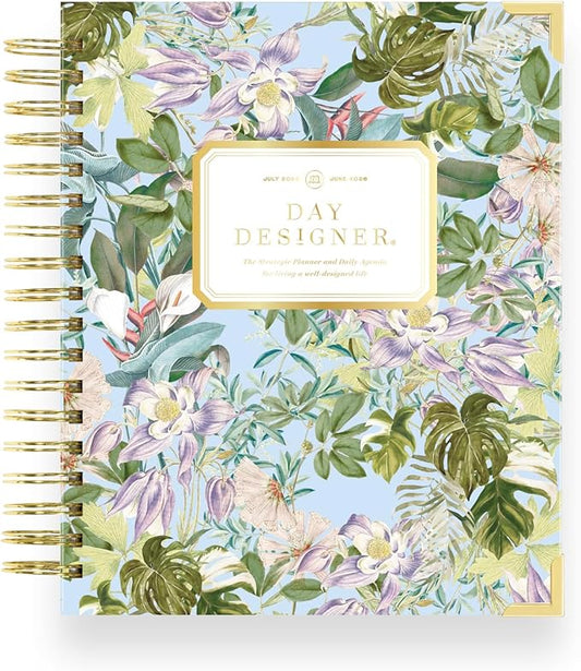 Day Designer 2025-2026 Daily Planner – Premium Planner for Stylish Organization. Combines Monthly Calendar, Hourly Schedule, To-Do List, Gratitude, Goal Setting, Inspirational Quotes, Stickers & More. Elegant laminated Cover with Gold Accents (Palmetto)