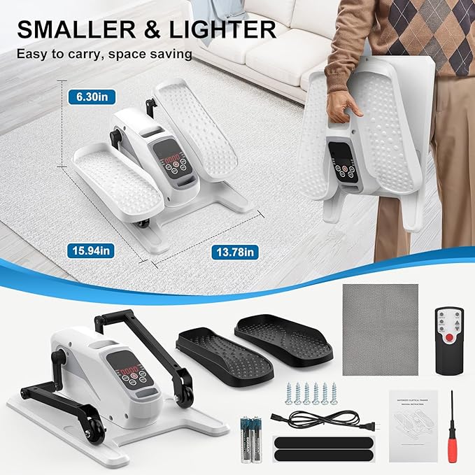 VIVURN-018 Under Desk Elliptical 5 Mode 12 Speed Low Impact Mini Electric Leg Exerciser As Seen on TV While Sitting for Seniors with Non-Slip Mat Quiet&Portable Seated Elliptical for Home and Office